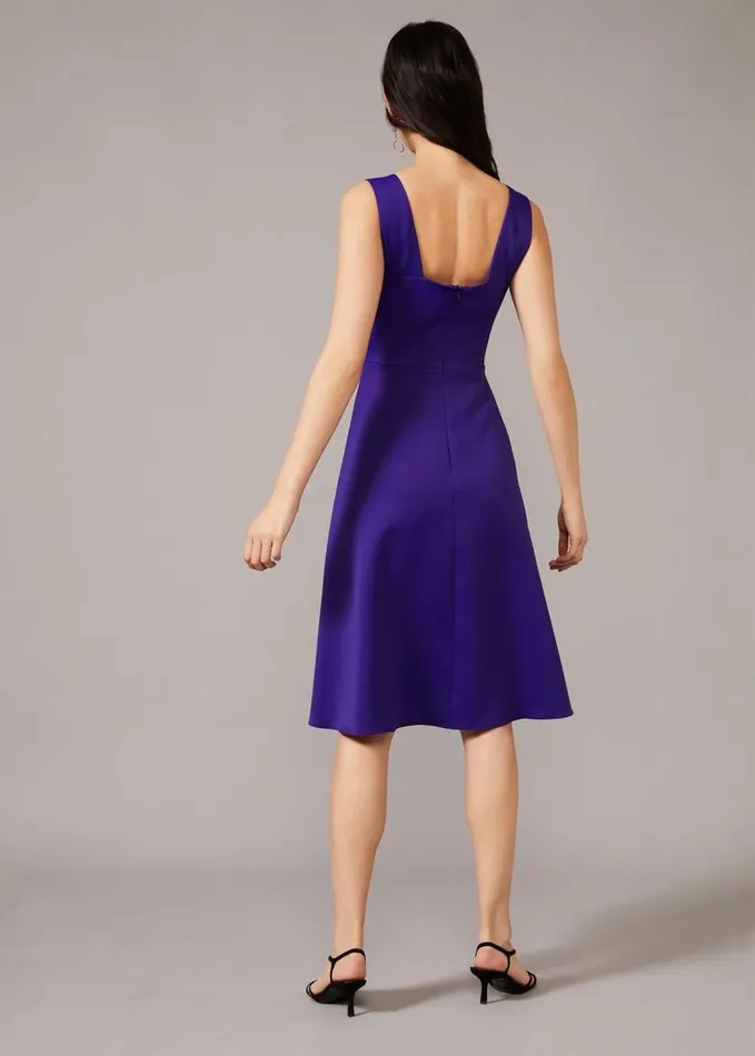 Phase Eight Jadine Bow Fit and Flare Dress Electric Blue Women Dresses