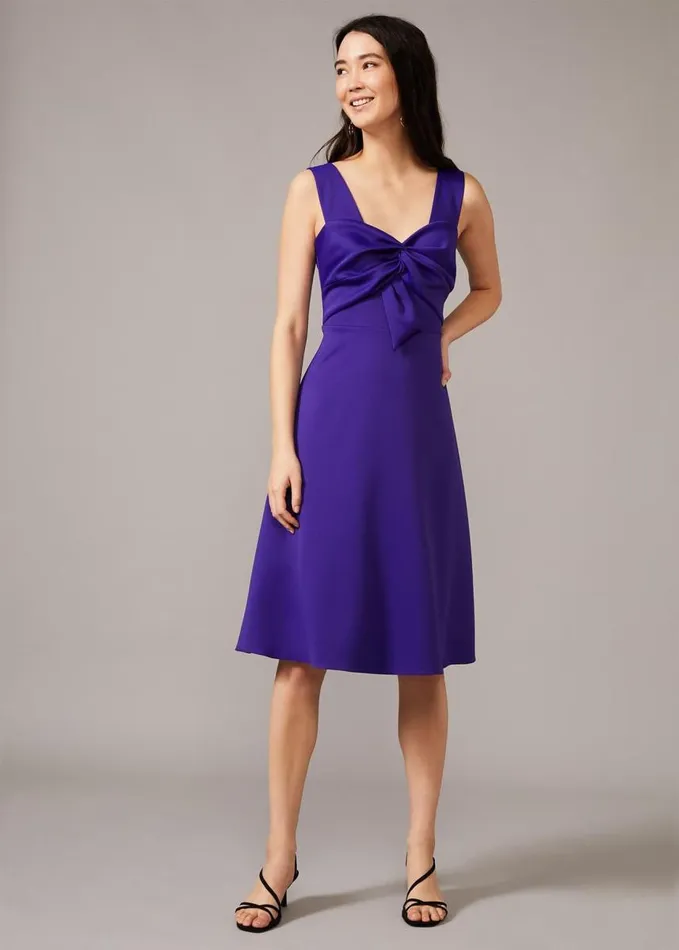 Phase Eight Jadine Bow Fit and Flare Dress Electric Blue Women Dresses