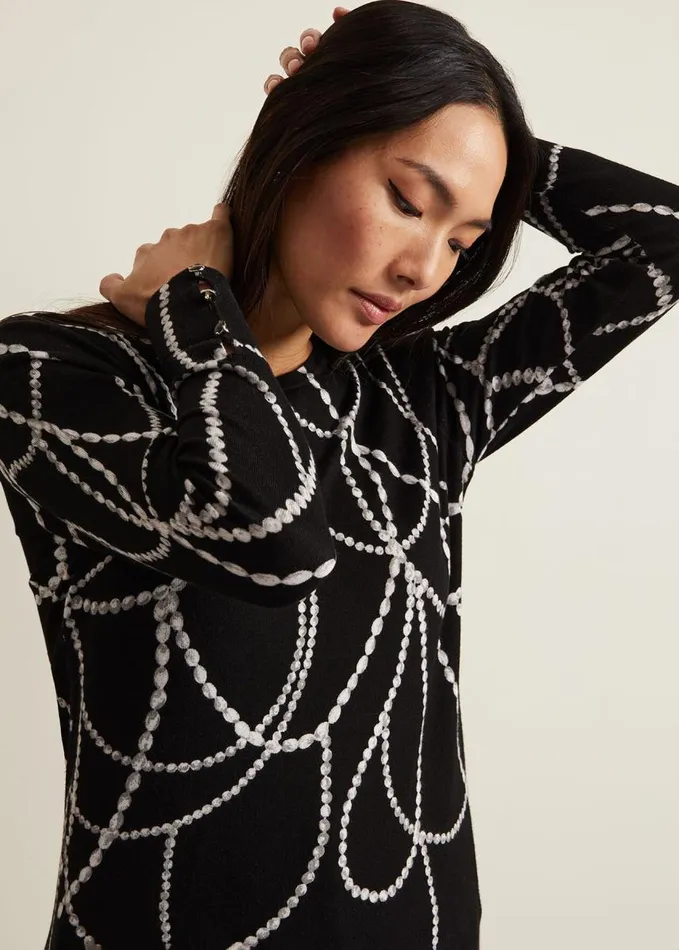 Phase Eight Jaelyn Pearl Print Jumper Black Women Knitwear