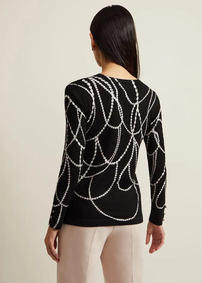 Phase Eight Jaelyn Pearl Print Jumper Black Women Knitwear