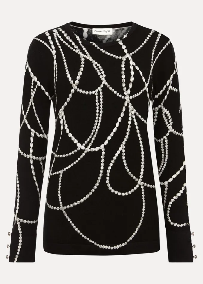 Phase Eight Jaelyn Pearl Print Jumper Black Women Knitwear
