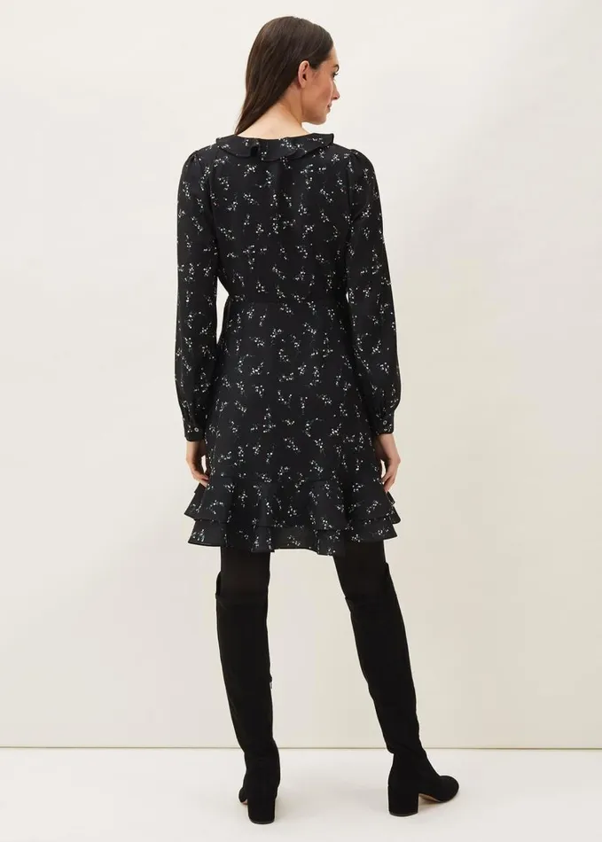 Phase Eight Jamila Ditsy Print Wrap Dress Black Women Dresses