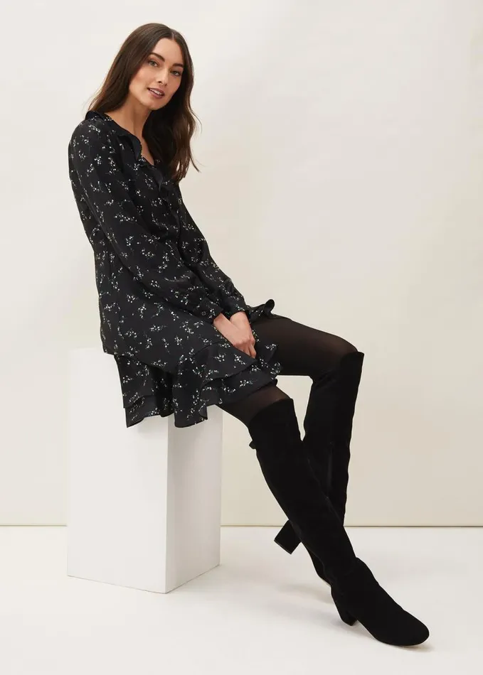 Phase Eight Jamila Ditsy Print Wrap Dress Black Women Dresses