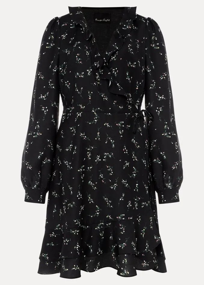 Phase Eight Jamila Ditsy Print Wrap Dress Black Women Dresses