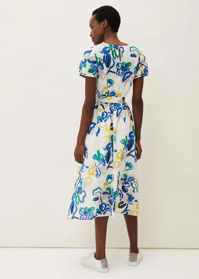 Phase Eight Jana Abstract Print Midi Dress Yellowbluegreen Women Dresses