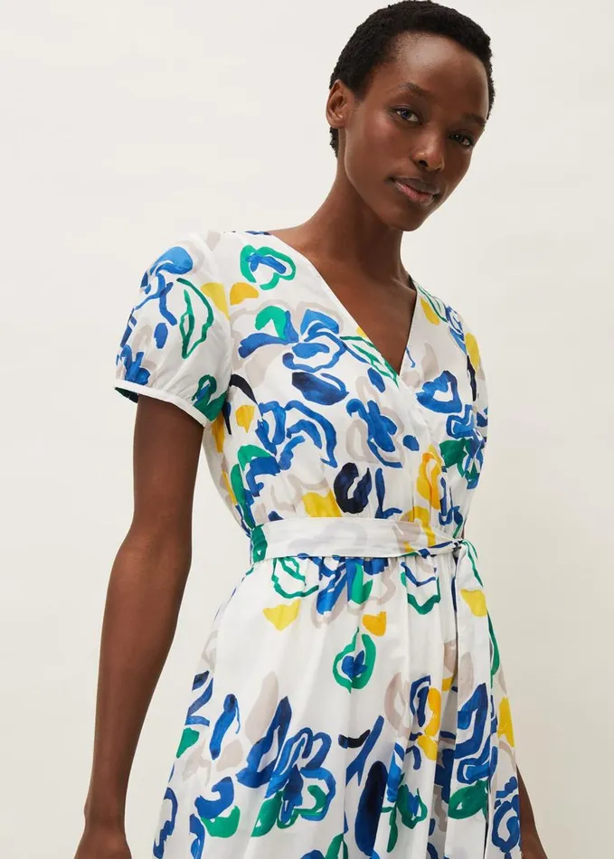 Phase Eight Jana Abstract Print Midi Dress Yellowbluegreen Women Dresses
