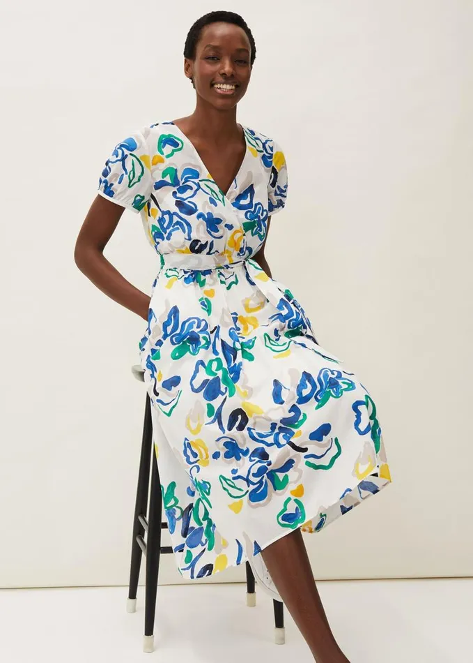 Phase Eight Jana Abstract Print Midi Dress Yellowbluegreen Women Dresses