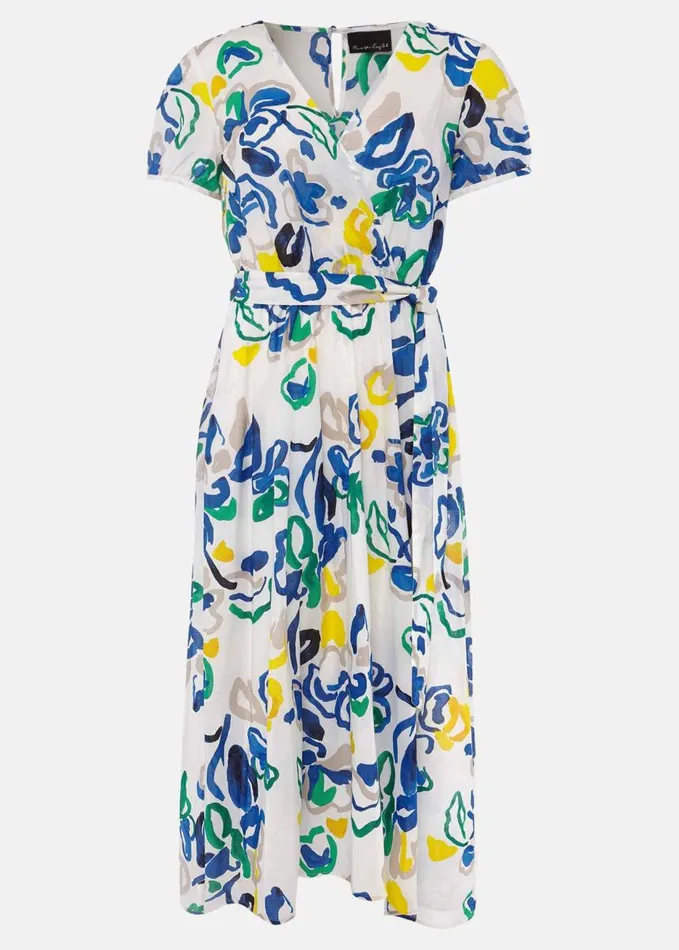 Phase Eight Jana Abstract Print Midi Dress Yellowbluegreen Women Dresses