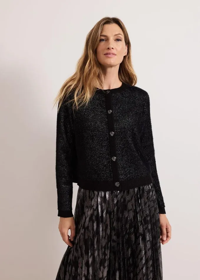 Phase Eight Javina Fluffy Lurex Cardigan Metallic Women Knitwear