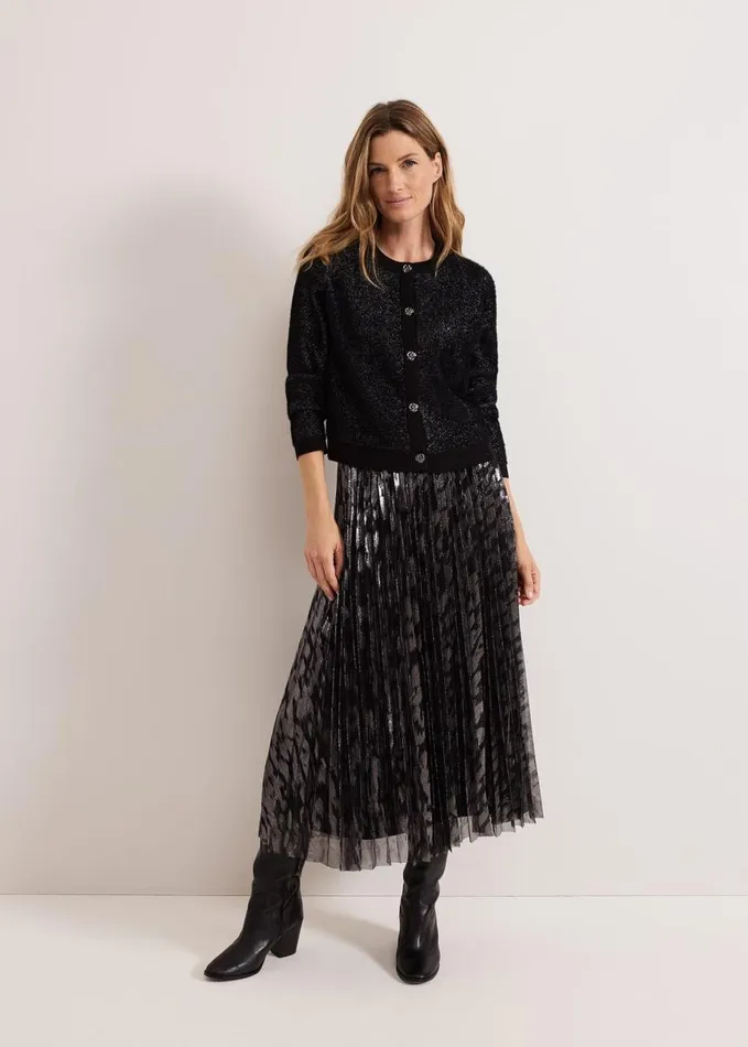 Phase Eight Javina Fluffy Lurex Cardigan Metallic Women Knitwear