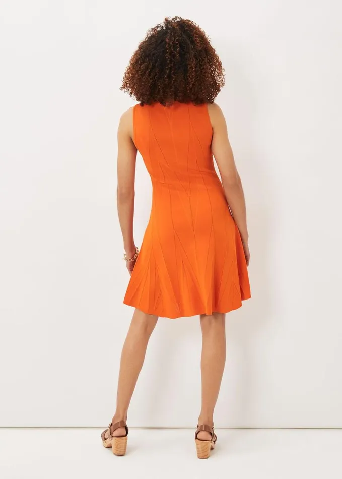 Phase Eight Jaya Stitch Detail Dress Orange Women Dresses