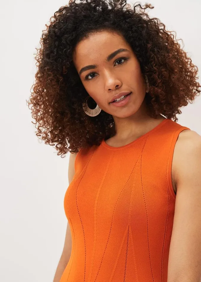 Phase Eight Jaya Stitch Detail Dress Orange Women Dresses