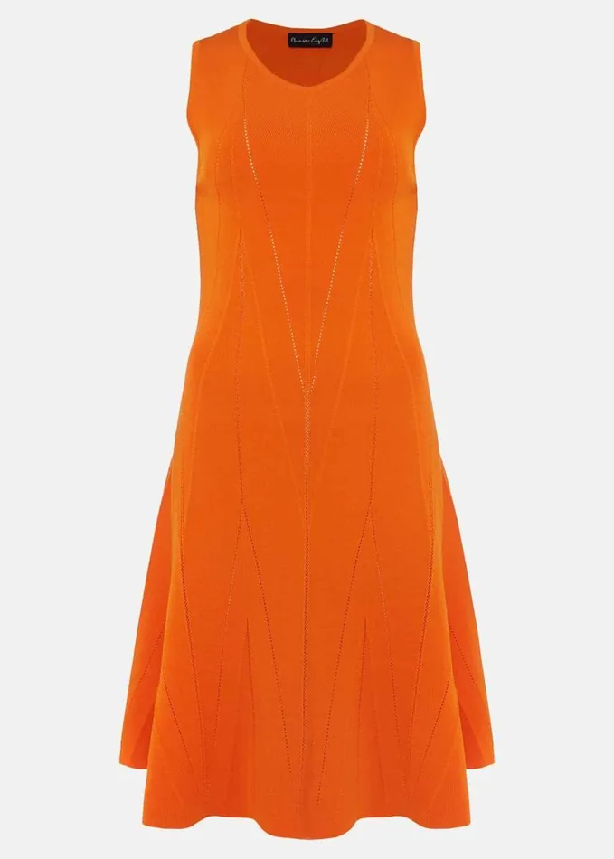 Phase Eight Jaya Stitch Detail Dress Orange Women Dresses