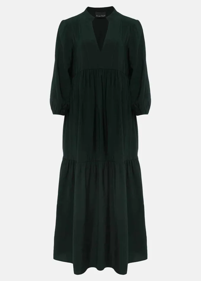 Phase Eight Jayde Tiered Midaxi Dress Dark Green Women Dresses