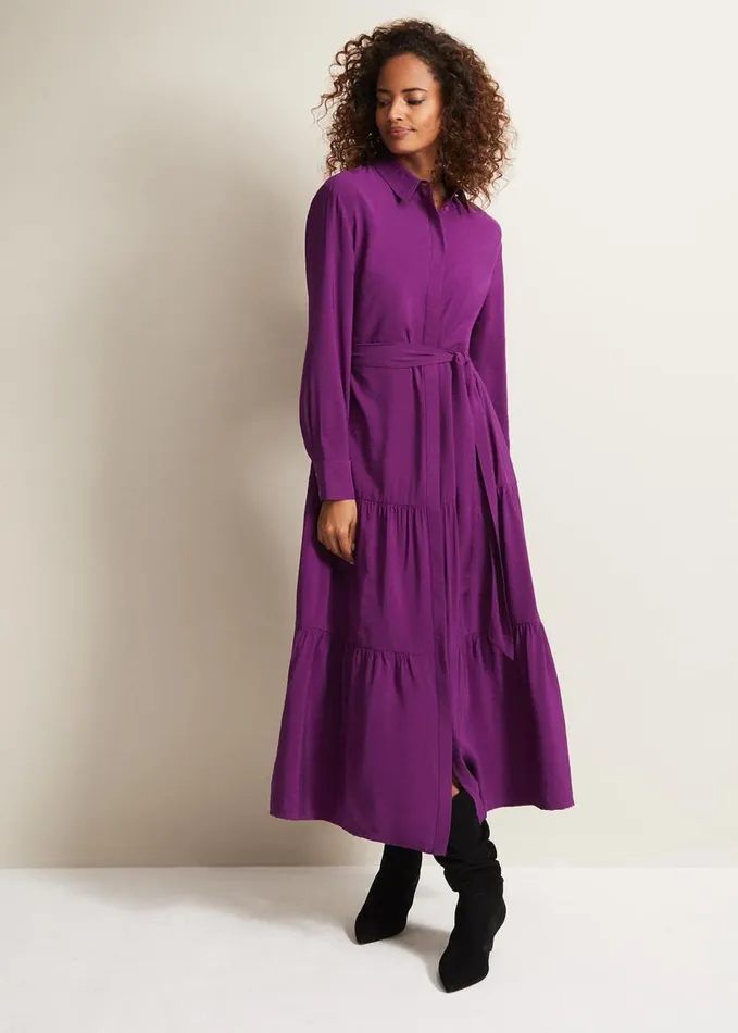 Phase Eight Jayden Purple Shirt Midaxi Dress Purple Women Dresses