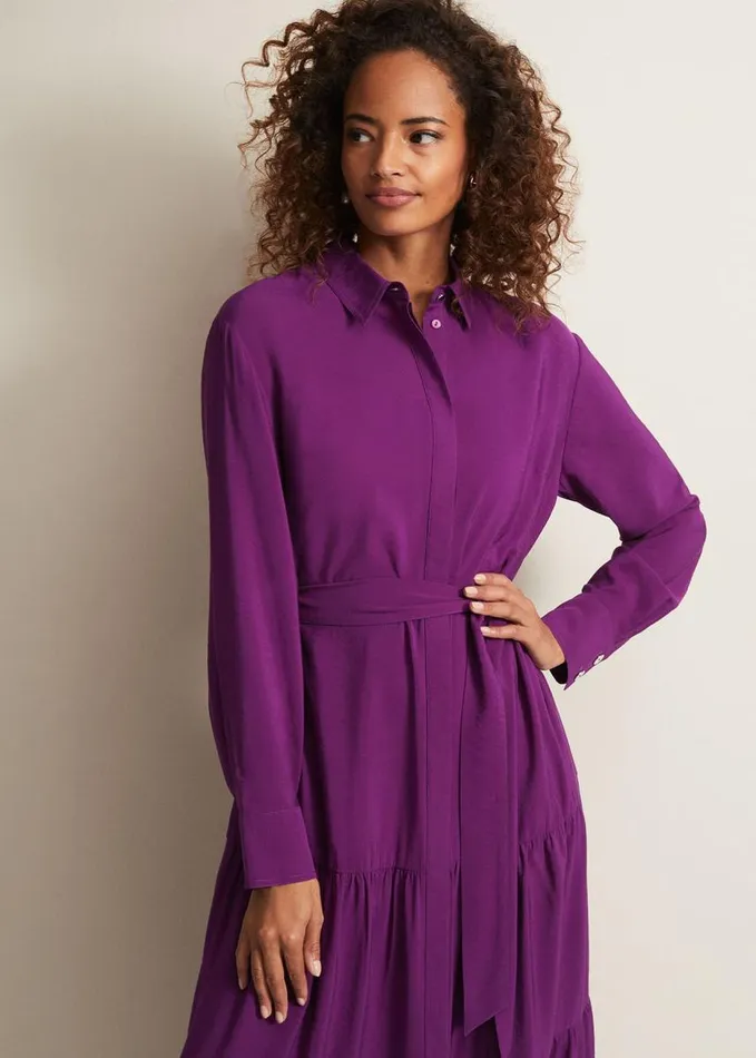 Phase Eight Jayden Purple Shirt Midaxi Dress Purple Women Dresses