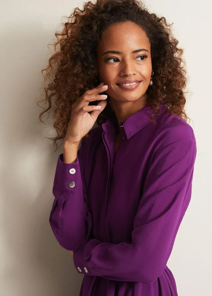 Phase Eight Jayden Purple Shirt Midaxi Dress Purple Women Dresses