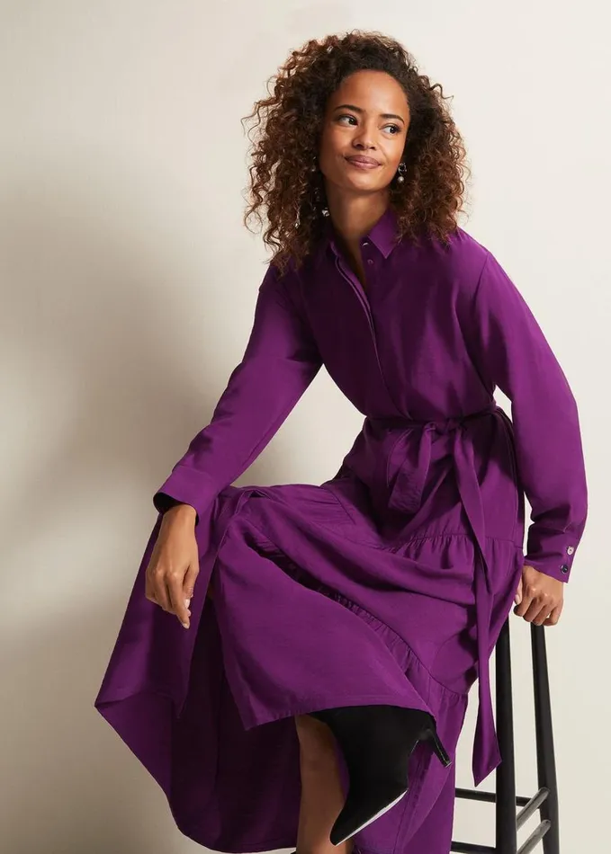 Phase Eight Jayden Purple Shirt Midaxi Dress Purple Women Dresses
