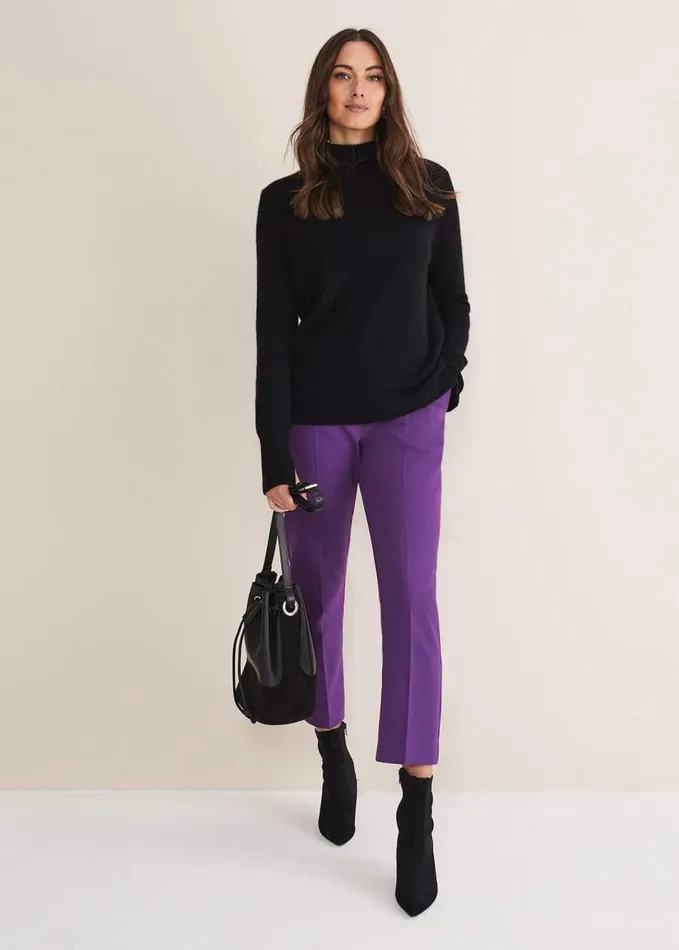 Phase Eight Julianna Cropped Straight Leg Trousers Purple Women Trousers