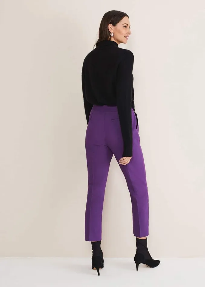 Phase Eight Julianna Cropped Straight Leg Trousers Purple Women Trousers