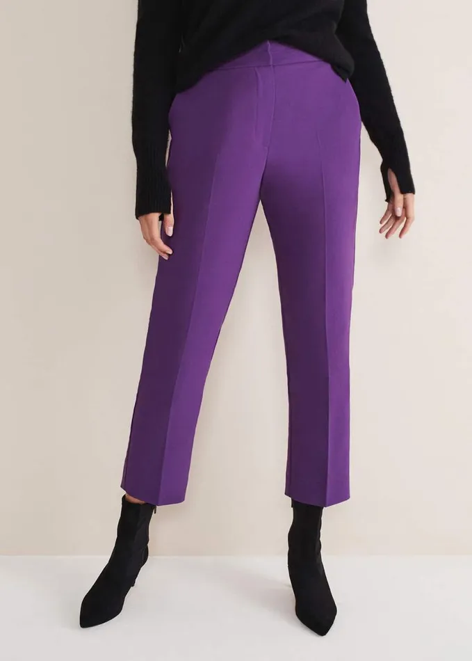 Phase Eight Julianna Cropped Straight Leg Trousers Purple Women Trousers