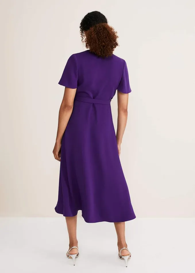 Phase Eight Julissa Ruffle Wrap Midi Dress Violet Women Dresses