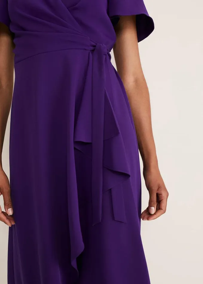 Phase Eight Julissa Ruffle Wrap Midi Dress Violet Women Dresses