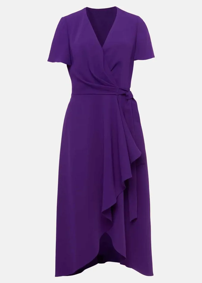 Phase Eight Julissa Ruffle Wrap Midi Dress Violet Women Dresses