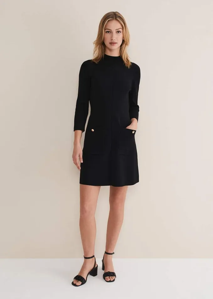 Phase Eight Kamri Knitted Tunic Dress Black Women Dresses