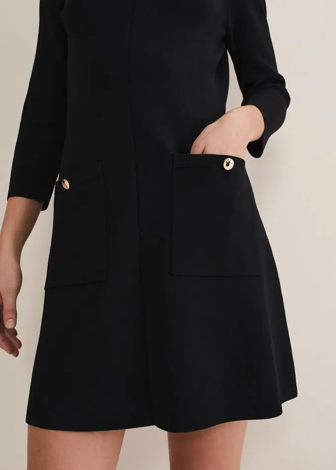 Phase Eight Kamri Knitted Tunic Dress Black Women Dresses