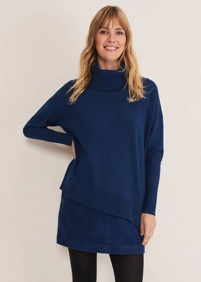 Phase Eight Katya Cosy Asymmetric Knit Dark Teal Women Knitwear