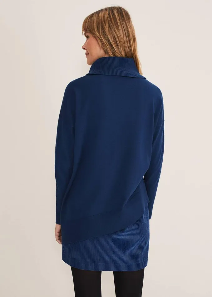 Phase Eight Katya Cosy Asymmetric Knit Dark Teal Women Knitwear