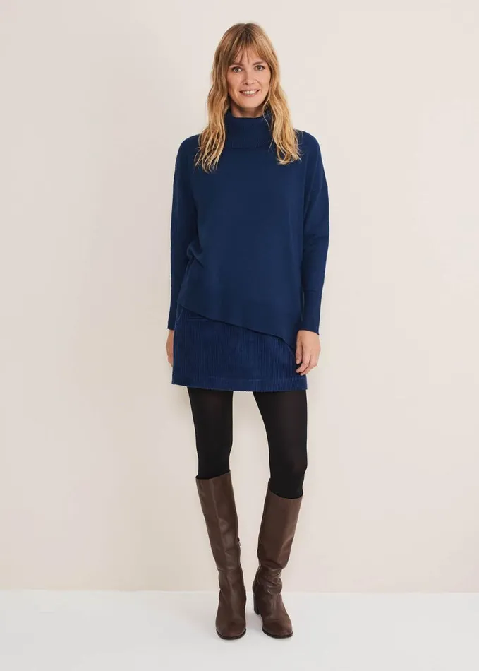 Phase Eight Katya Cosy Asymmetric Knit Dark Teal Women Knitwear