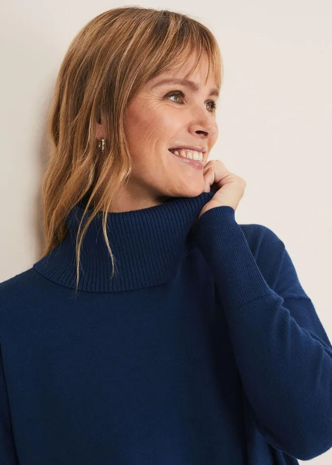 Phase Eight Katya Cosy Asymmetric Knit Dark Teal Women Knitwear