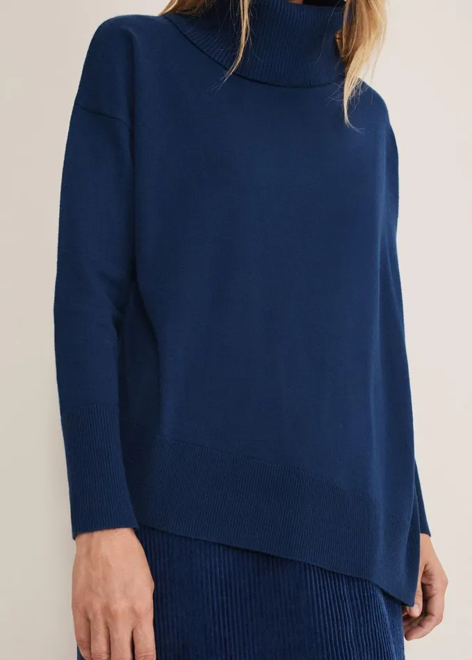 Phase Eight Katya Cosy Asymmetric Knit Dark Teal Women Knitwear