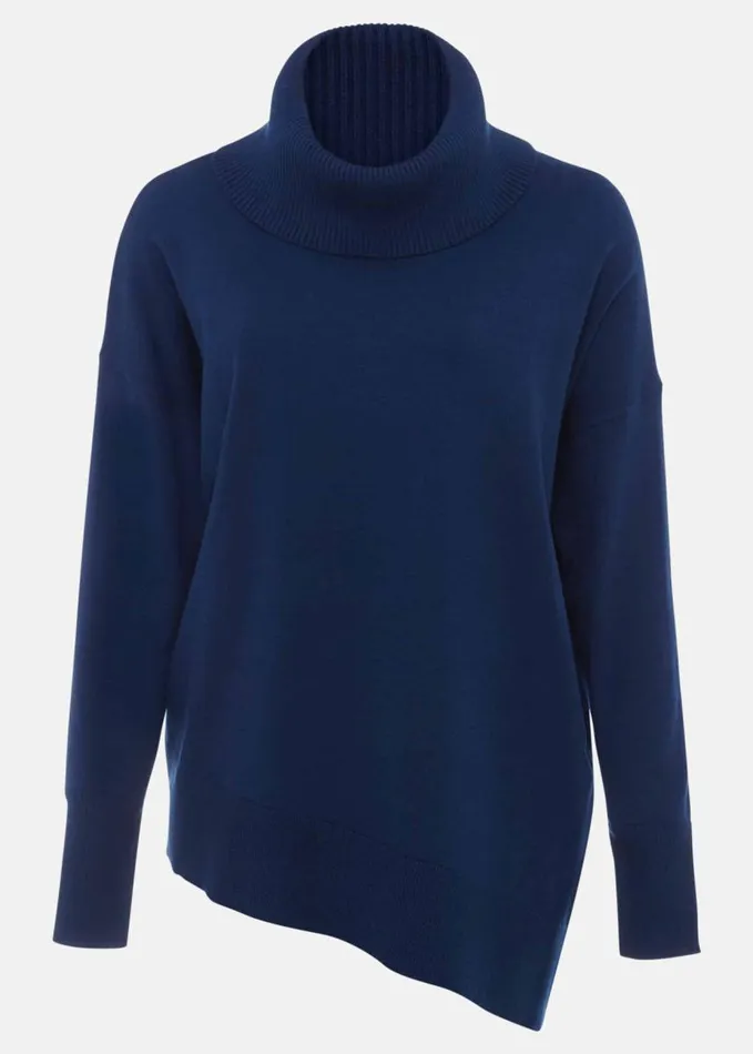 Phase Eight Katya Cosy Asymmetric Knit Dark Teal Women Knitwear