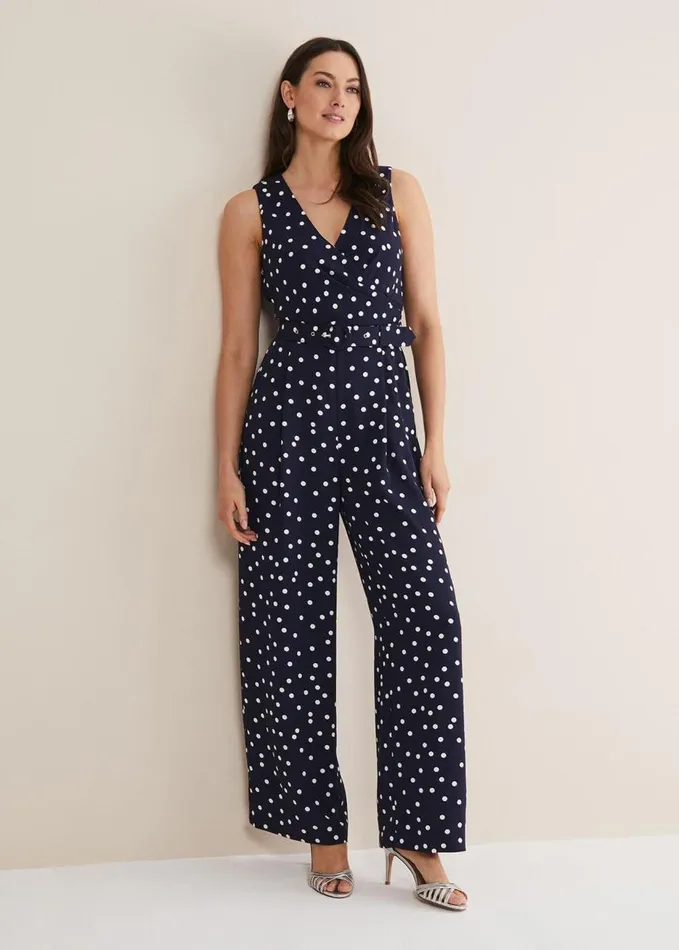 Phase Eight Kenzie Spot Jumpsuit Navyivory Women Dresses