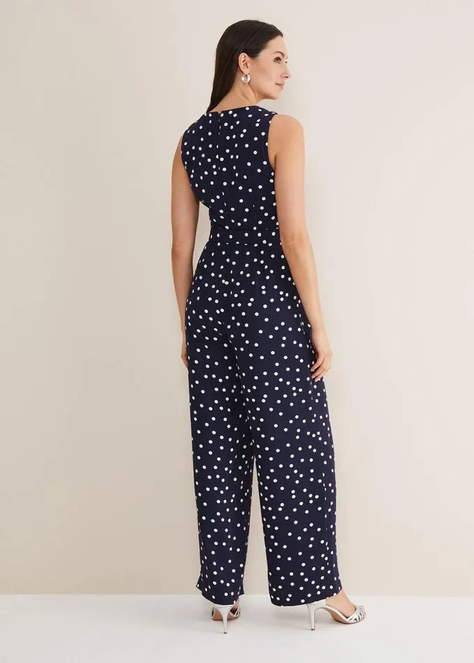 Phase Eight Kenzie Spot Jumpsuit Navyivory Women Dresses