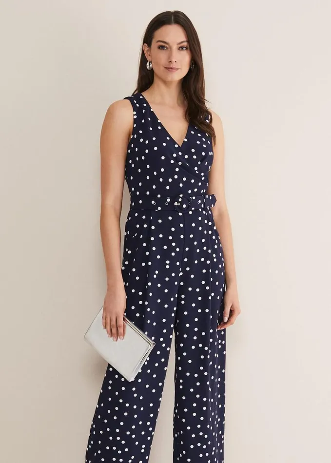 Phase Eight Kenzie Spot Jumpsuit Navyivory Women Dresses