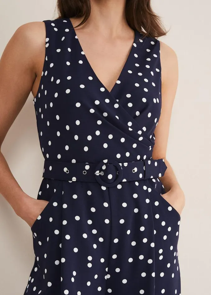 Phase Eight Kenzie Spot Jumpsuit Navyivory Women Dresses