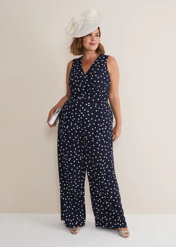Phase Eight Kenzie Spot Jumpsuit Navyivory Women Dresses
