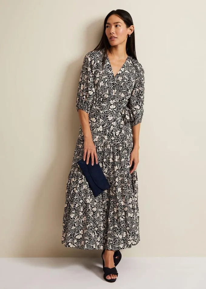 Phase Eight Kezia Floral Wrap Midi Dress Multicoloured Women Dresses