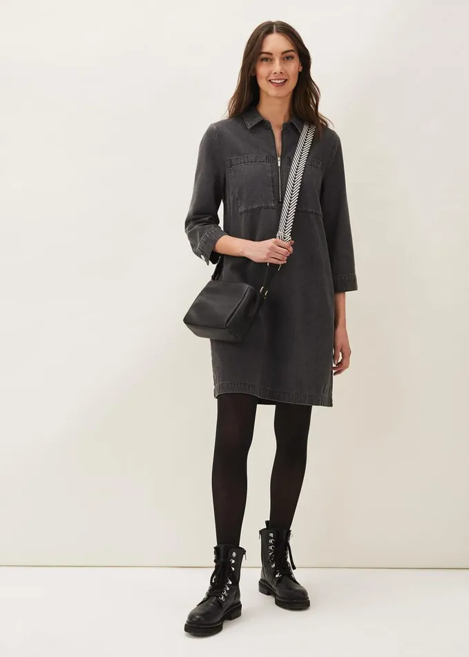 Phase Eight Kirsty Zip Dress Grey Women Dresses