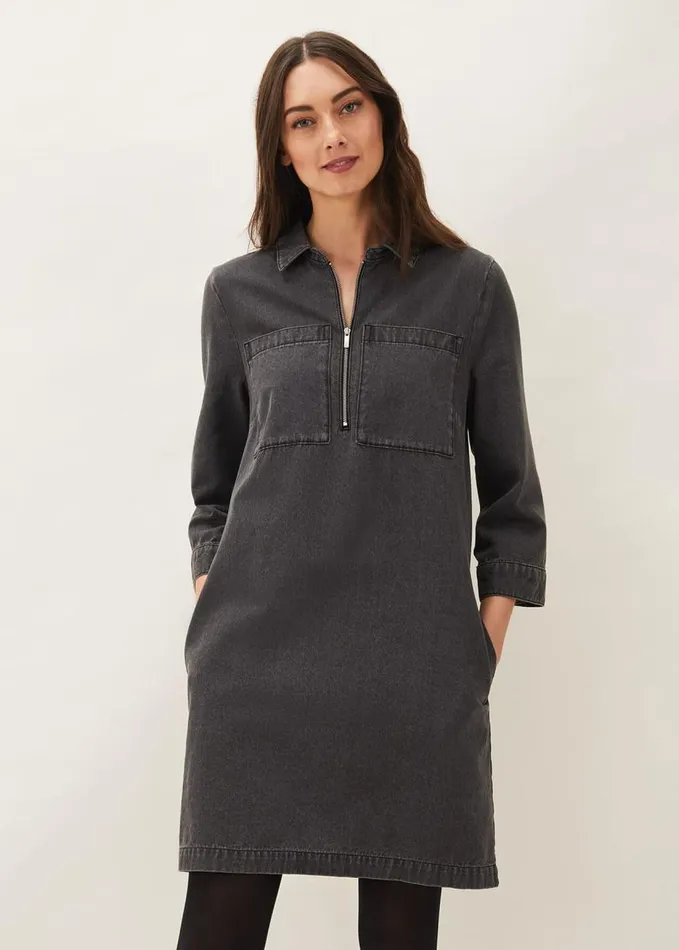 Phase Eight Kirsty Zip Dress Grey Women Dresses