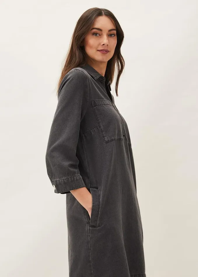 Phase Eight Kirsty Zip Dress Grey Women Dresses
