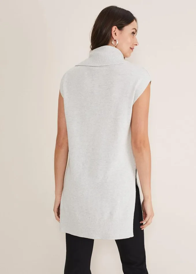 Phase Eight Kysa Knitted Sleeveless Tunic Silver Grey Women Knitwear
