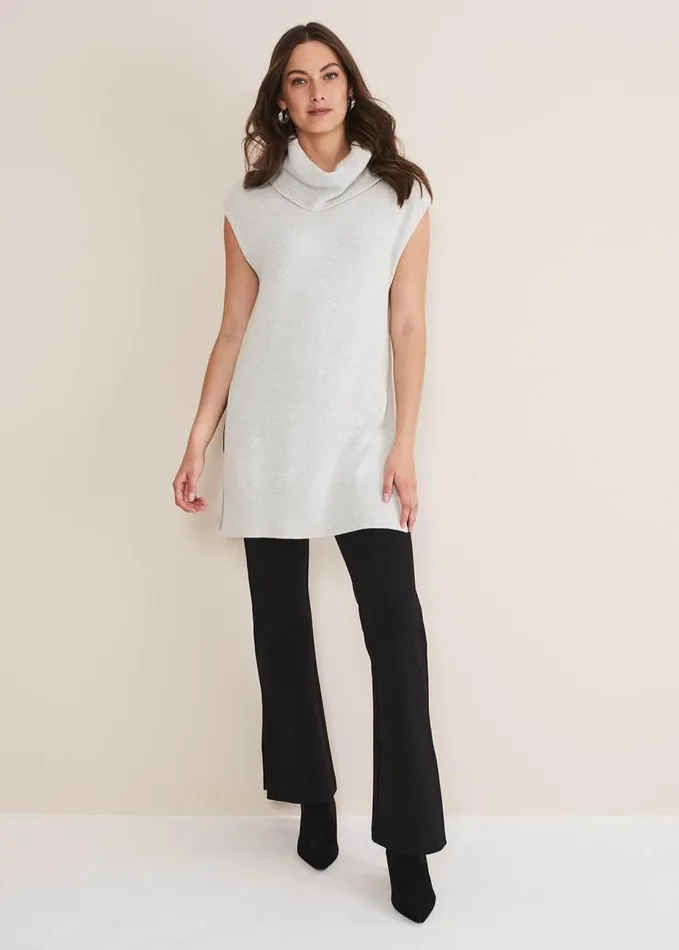 Phase Eight Kysa Knitted Sleeveless Tunic Silver Grey Women Knitwear