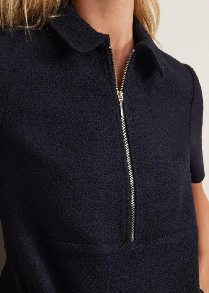 Phase Eight Lana Tweed Zip Tunic Mini Dress Navy Women Dresses