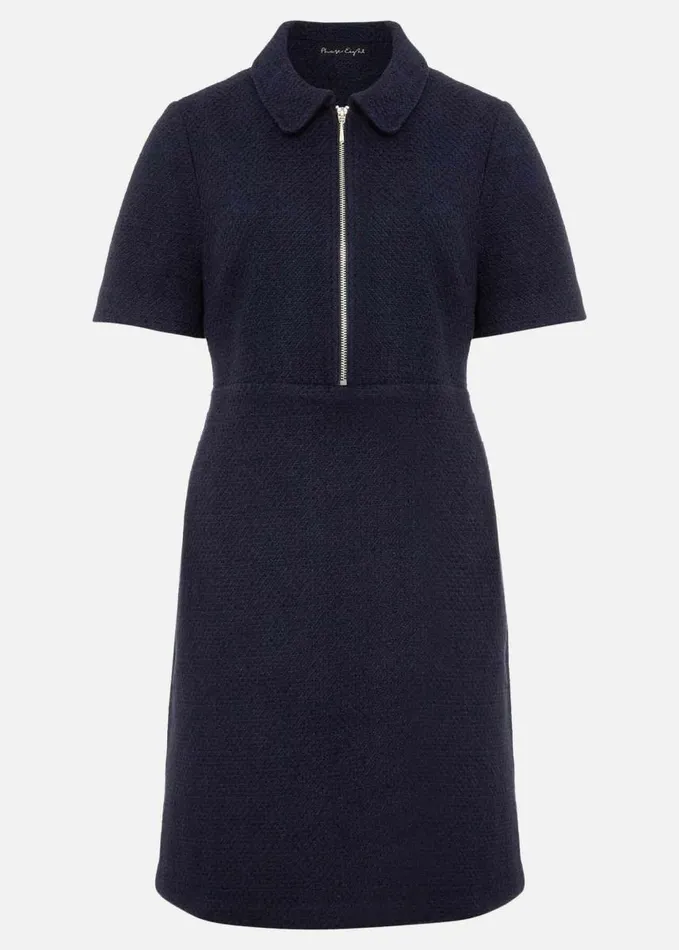 Phase Eight Lana Tweed Zip Tunic Mini Dress Navy Women Dresses