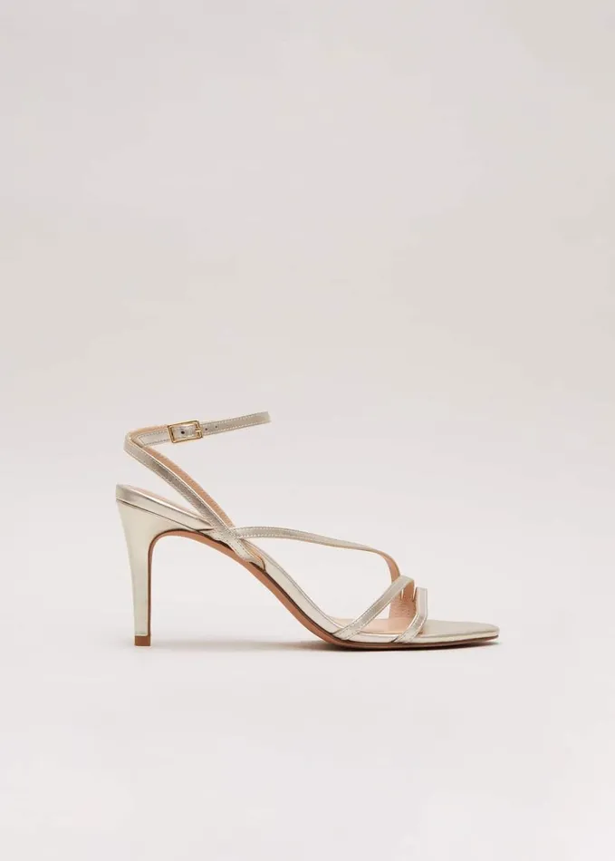 Phase Eight Leather Barely There Strappy Sandal Gold Women Occasion Shoes